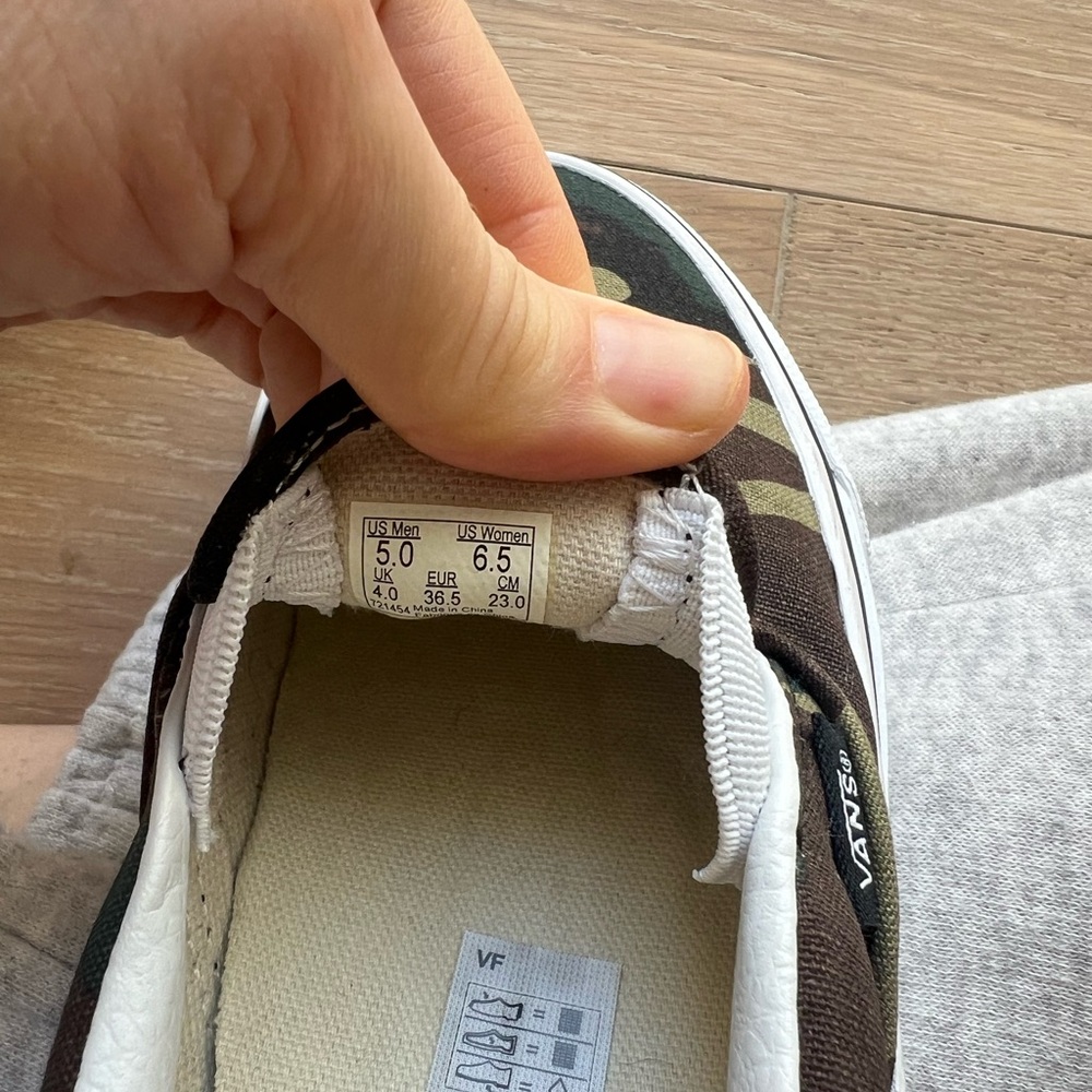 Vans Kids Green and Brown Camo Slip-On Sneakers - Picture 4 of 4